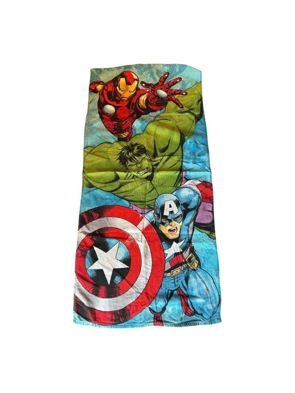 Marvel Heroes Towel with Red, Green, and Blue Red Green Size 53”x26”